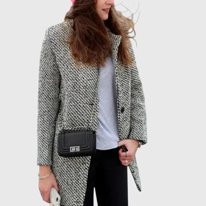 Women's Houndstooth Classic Wool Coat