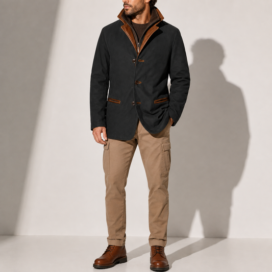 Men's Suede Stand Collar Coat
