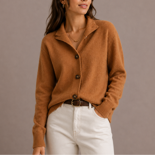 Women's Collared Button Knit Cardigan