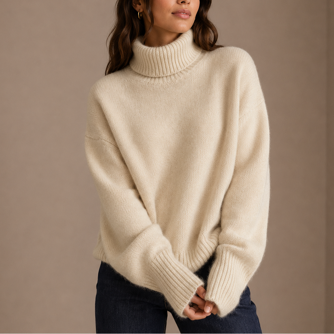 Women's Knit Oversized Turtleneck Jumper