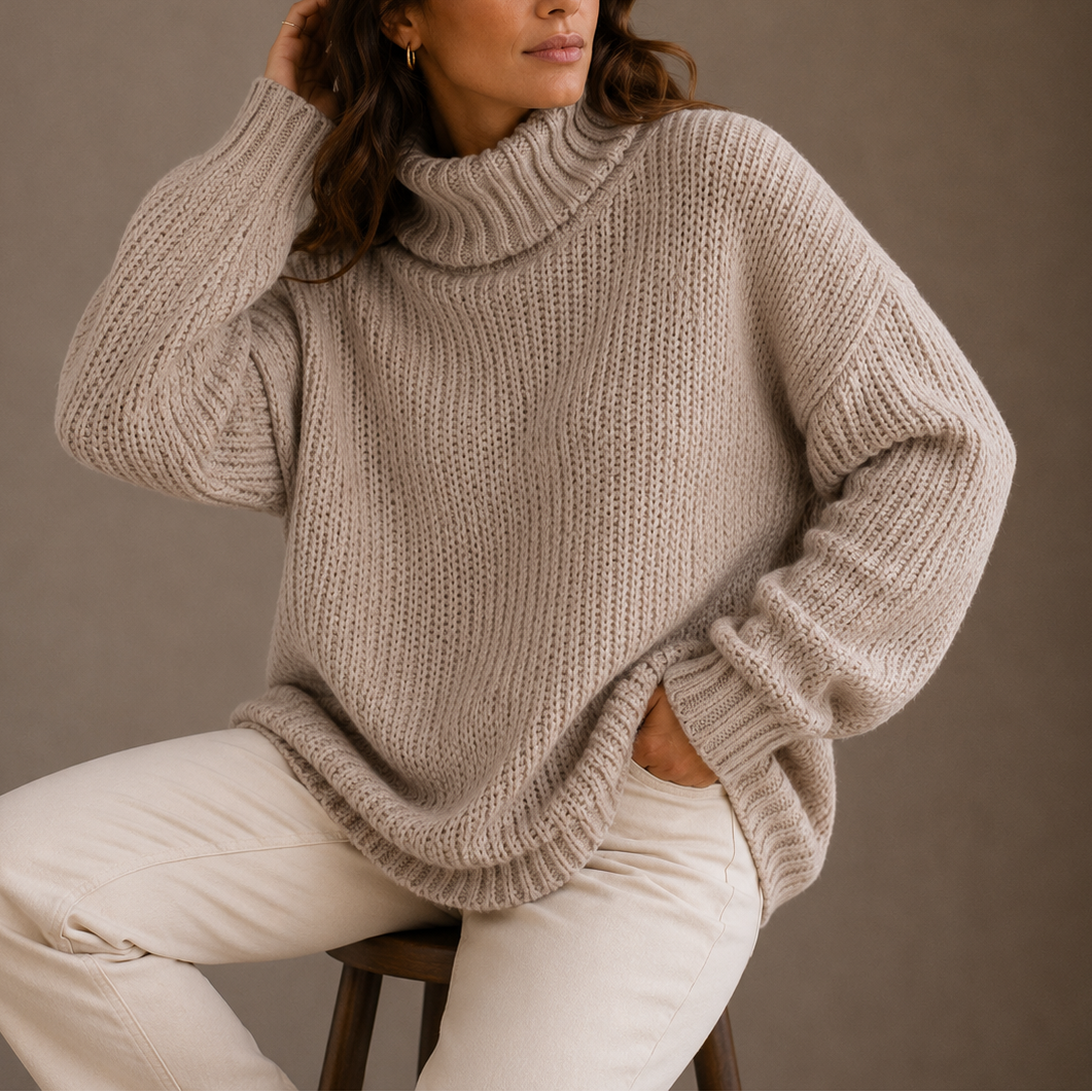 Women's Chunky Oversized Turtleneck Jumper