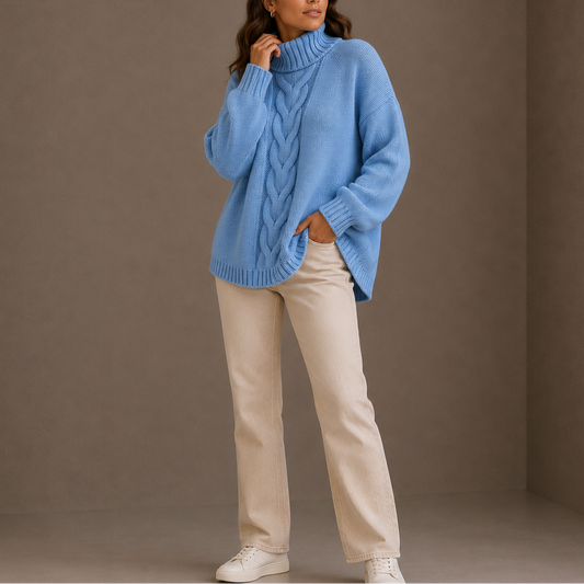 Women's Cable Knit Turtleneck Jumper