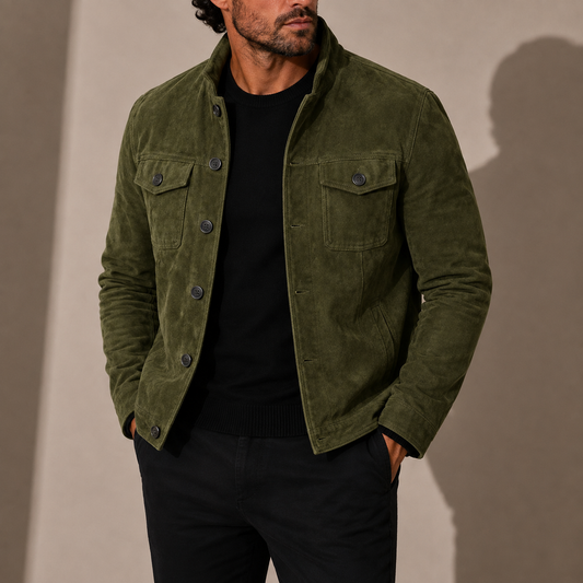 Men's Suede Stand Collar Jacket