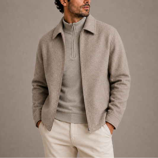 Men's Collared Casual Zip Jacket