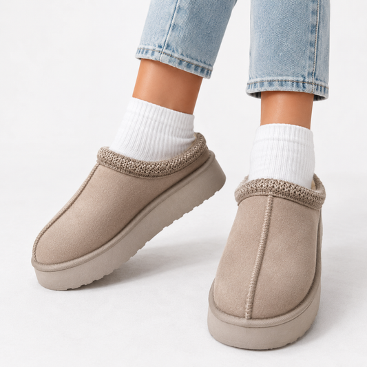 Women's Fur-Lined Winter House Slippers