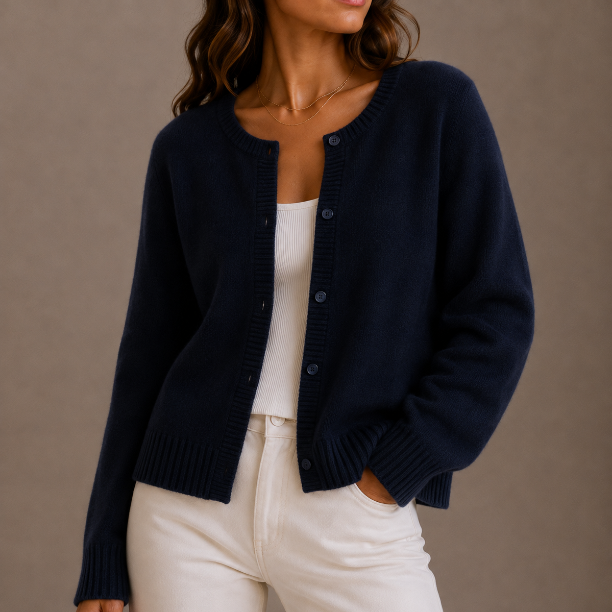 Women's Round Neck Knit Cardigan