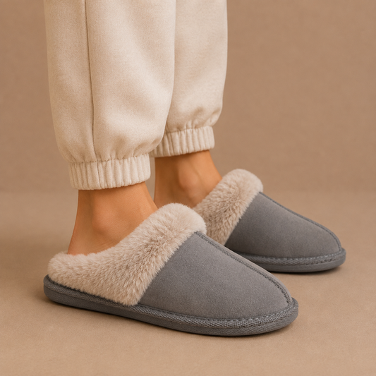 Women's Fur-Lined Suede Mule Slippers