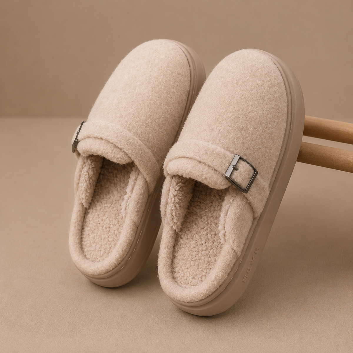 Women's Buckle Fleece Cushioned Slippers