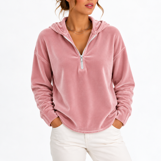 Women's Velvet Quarter Zip Hoodie