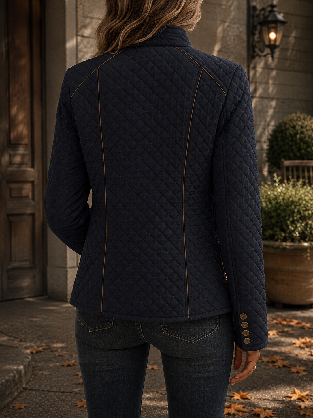 Women's Fitted Contrast Quilted Jacket