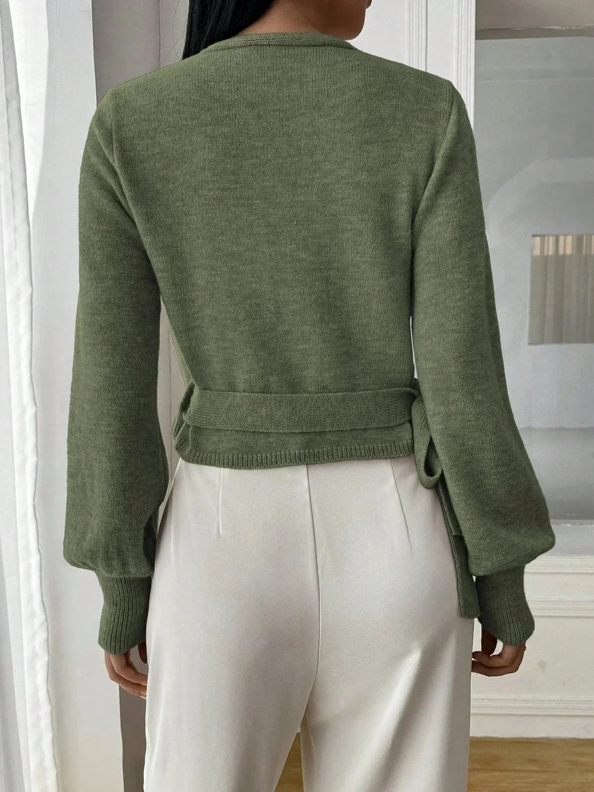 Women's Cropped Wrap Knit Jumper
