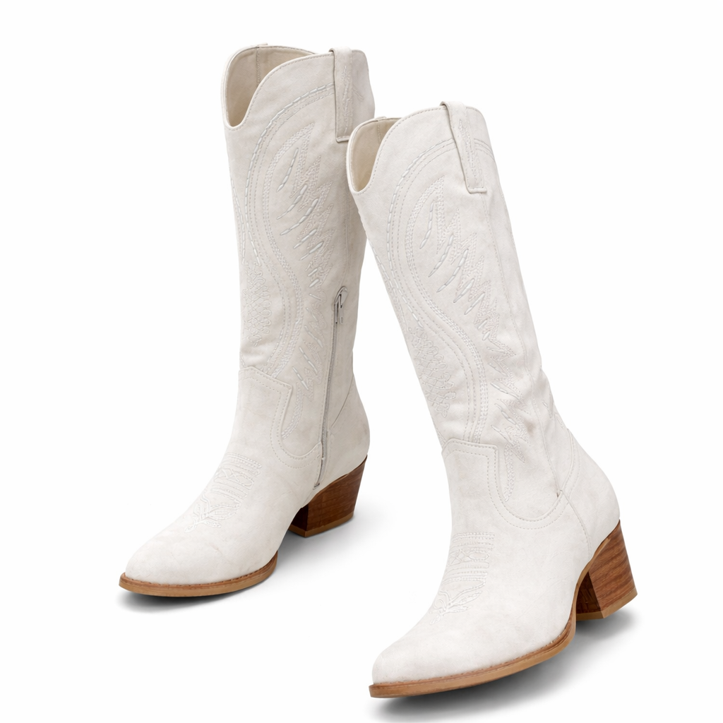 Women's Embroidered Suede Cowboy Boots
