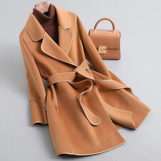 Women's Long Belted Wool Coat