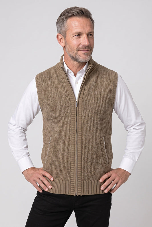 Men's Sleeveless Zip Knit Cardigan