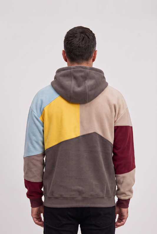 Men's Asymmetric Colour Block Hoodie