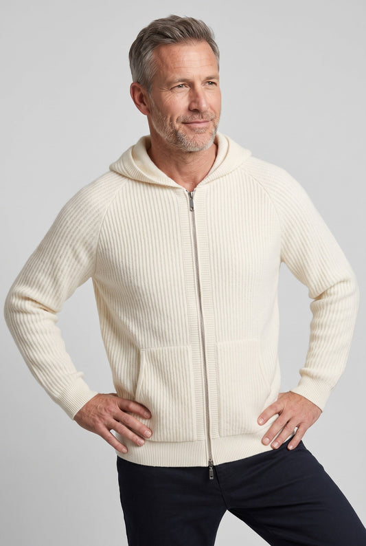Men's Ribbed Knit Zip Hoodie