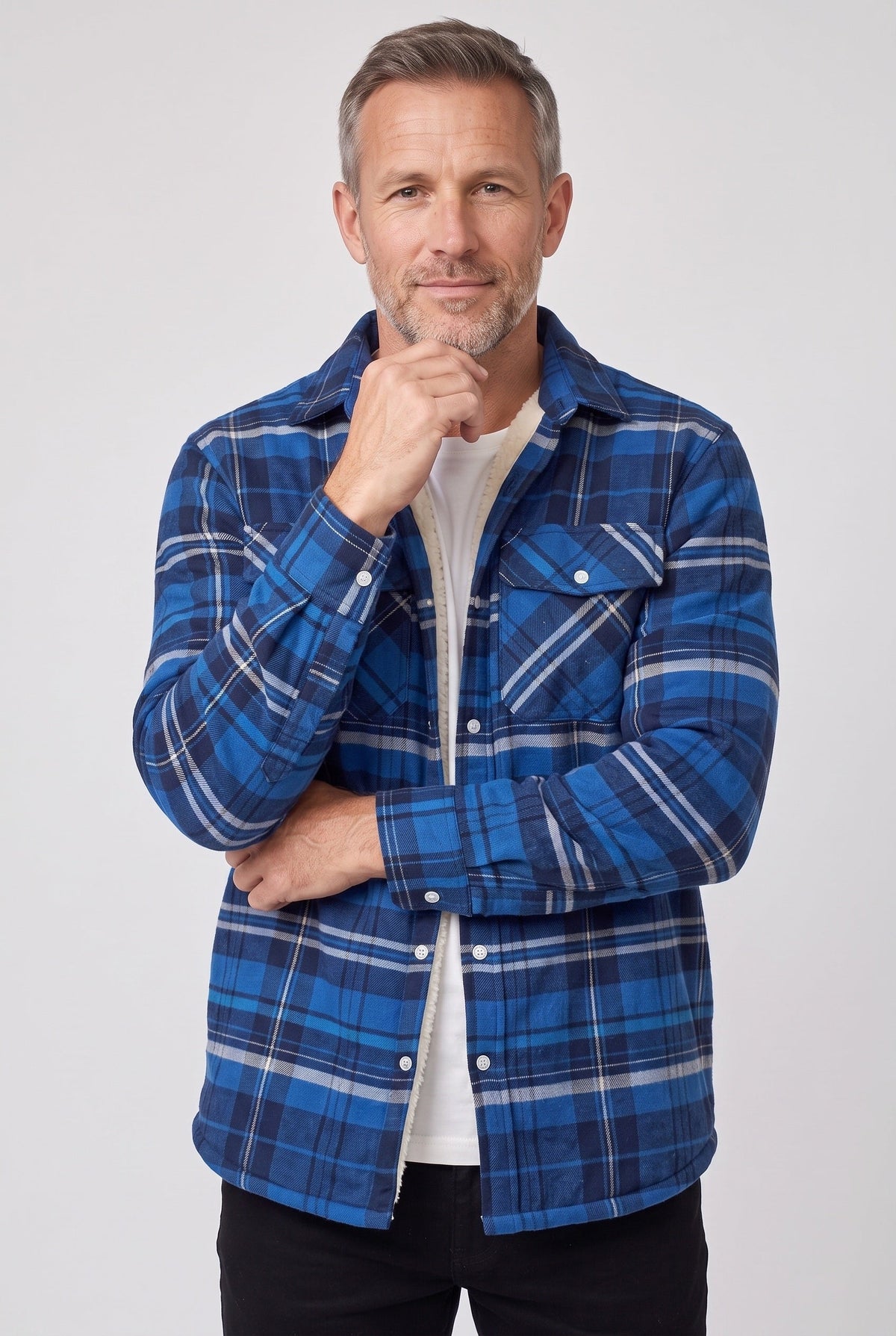 Men's Sherpa Lined Checked Overshirt