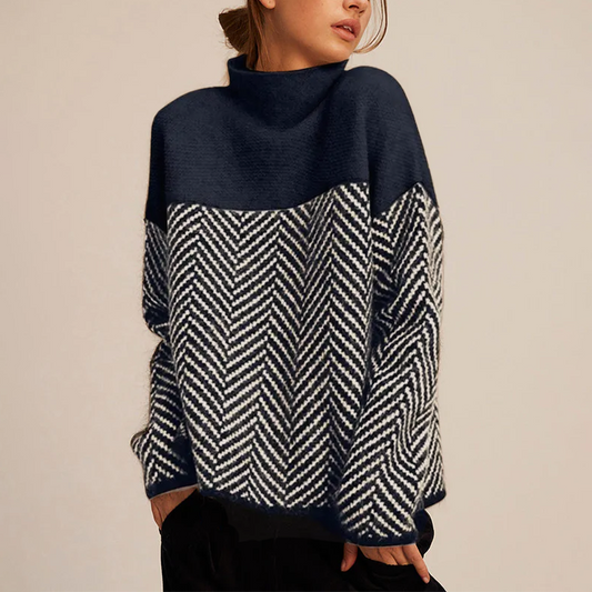 Women's Herringbone Roll Neck Jumper