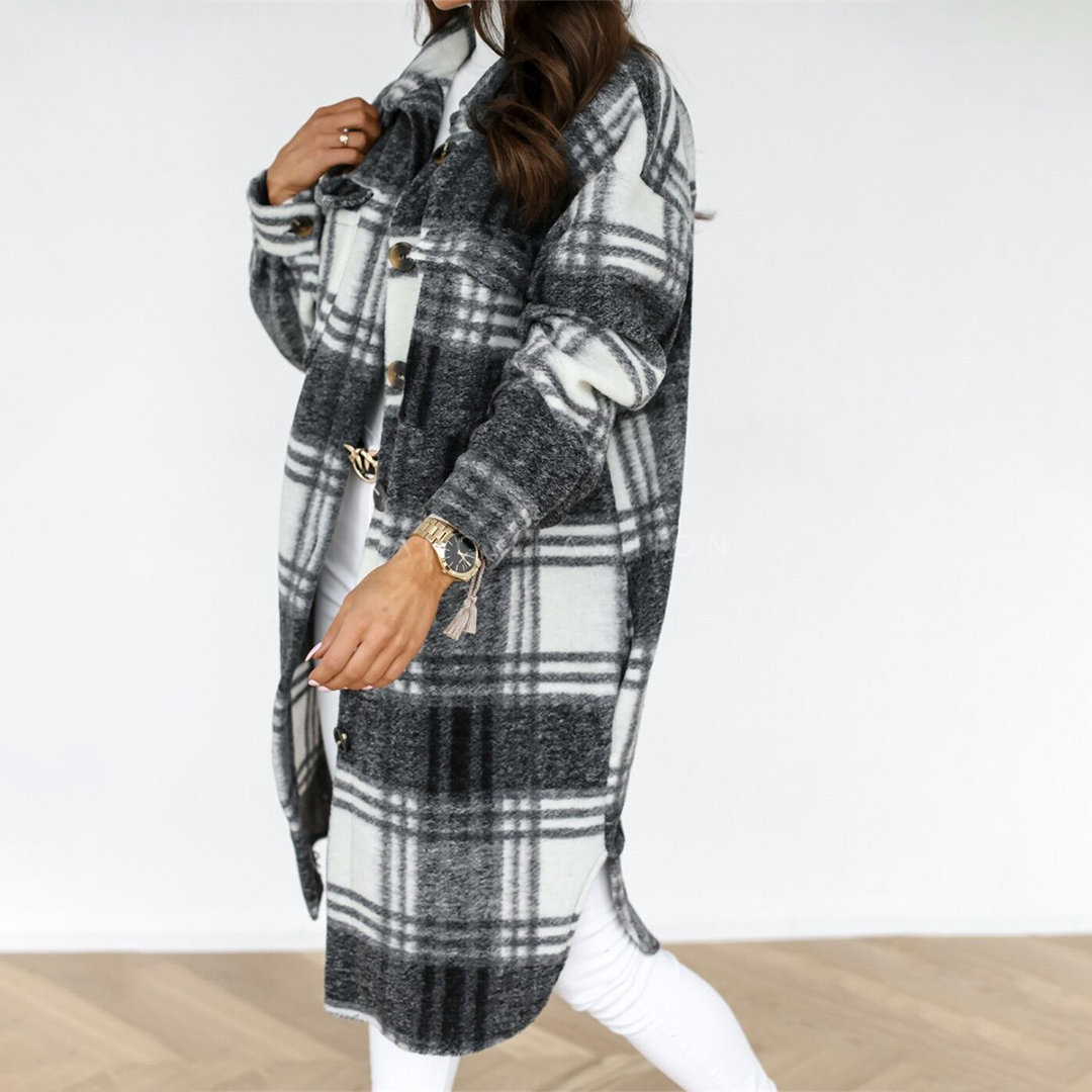 Women's Oversized Plaid Shacket Jacket