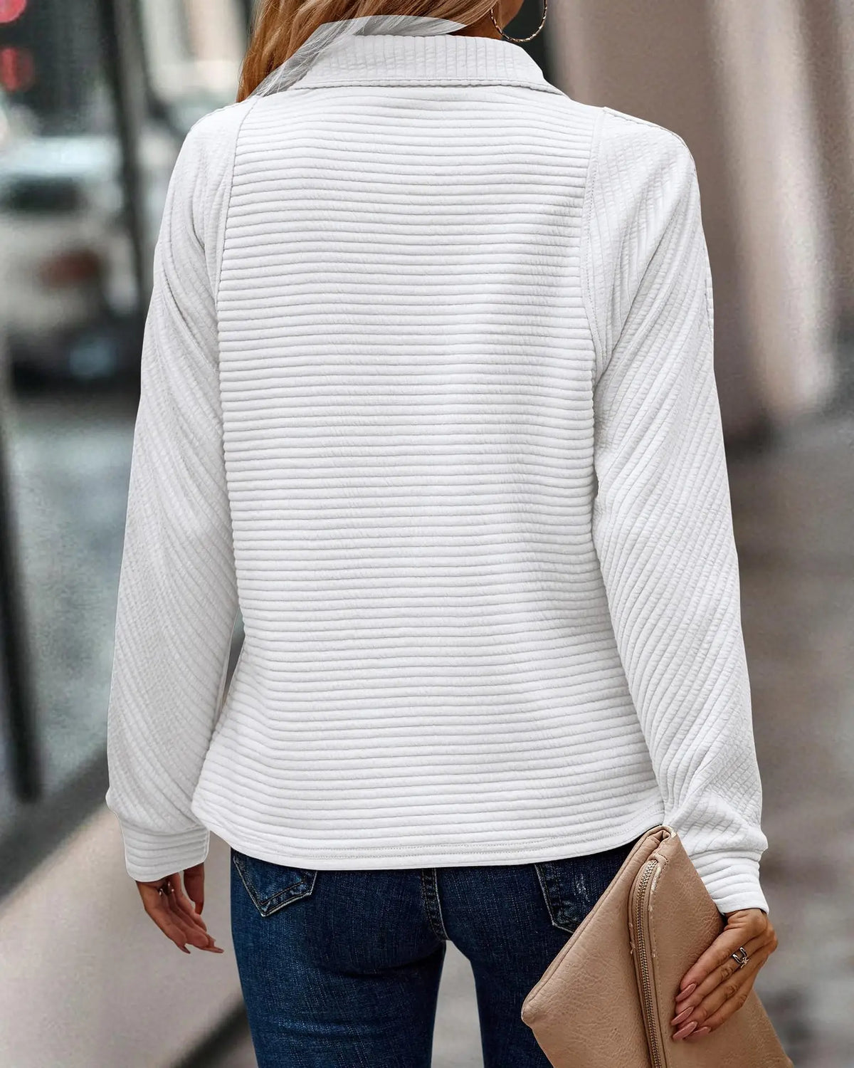 Women's Half Zip Ribbed Sweatshirt