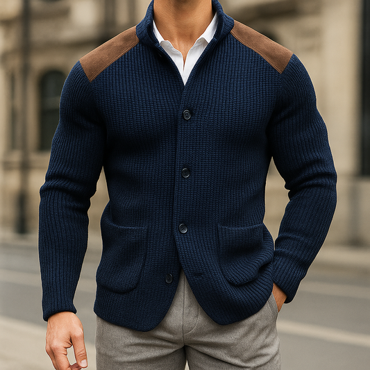 Men's Stand Collar Knit Cardigan