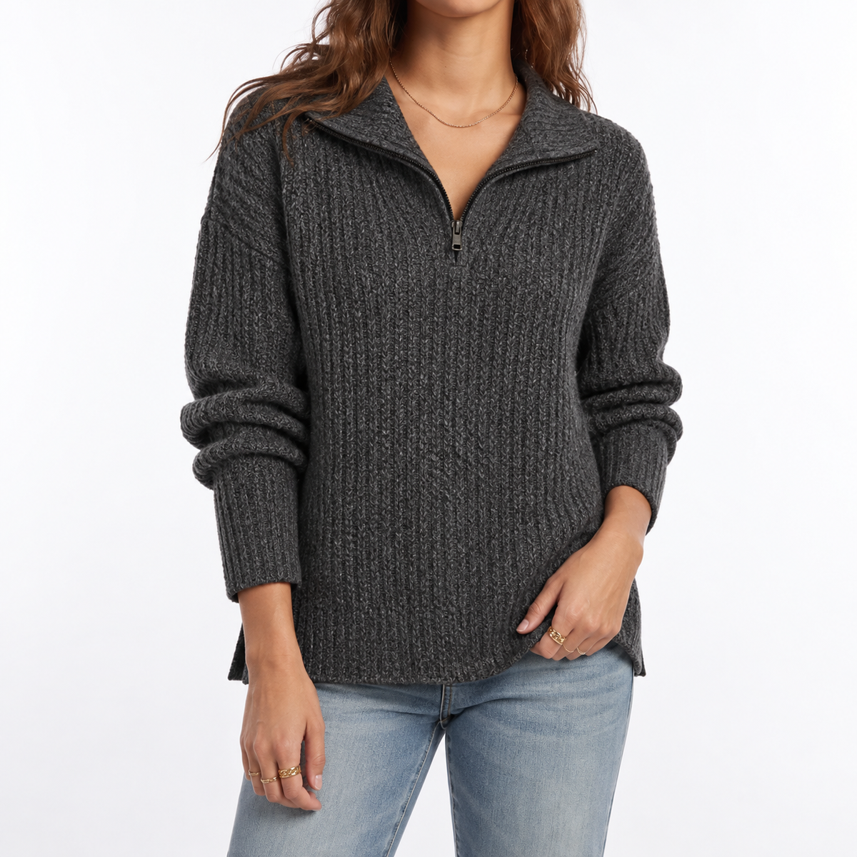 Women's Textured Quarter Zip Jumper
