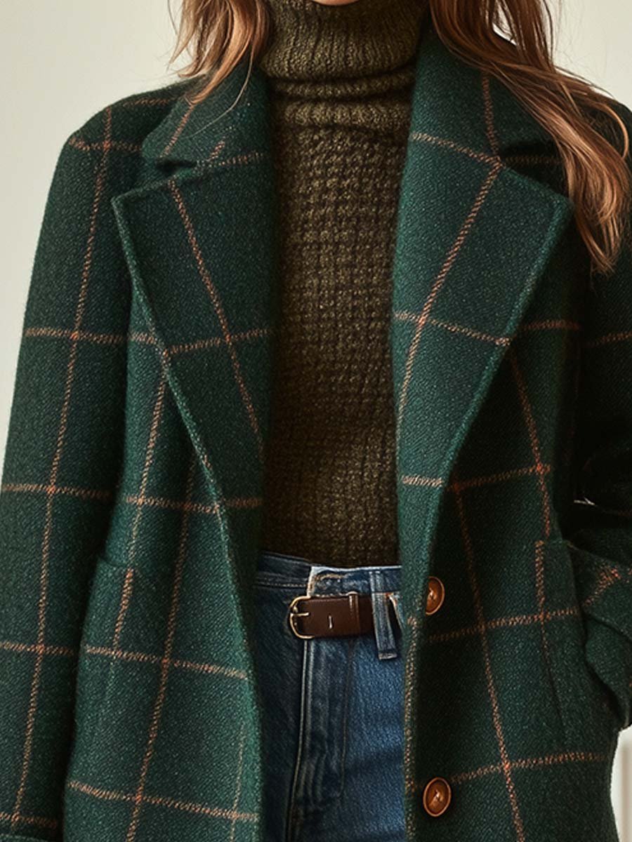 Women's Classic Check Wool Coat