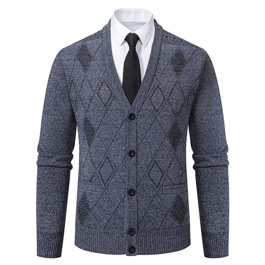 Men's V-Neck Knit Cardigan Jacket