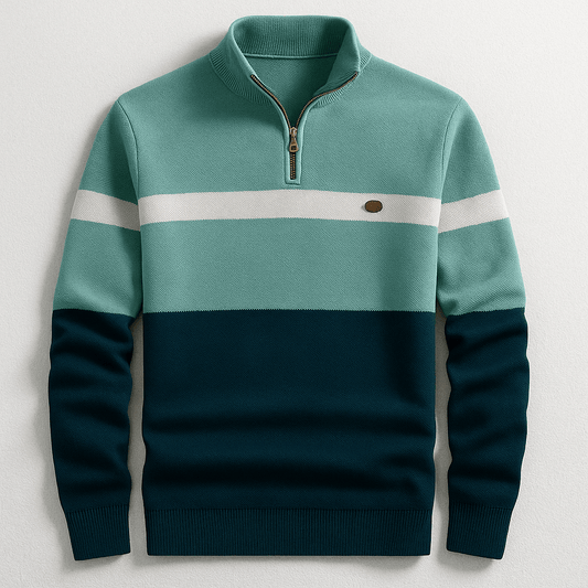 Men's Colour Block Quarter-Zip Jumper