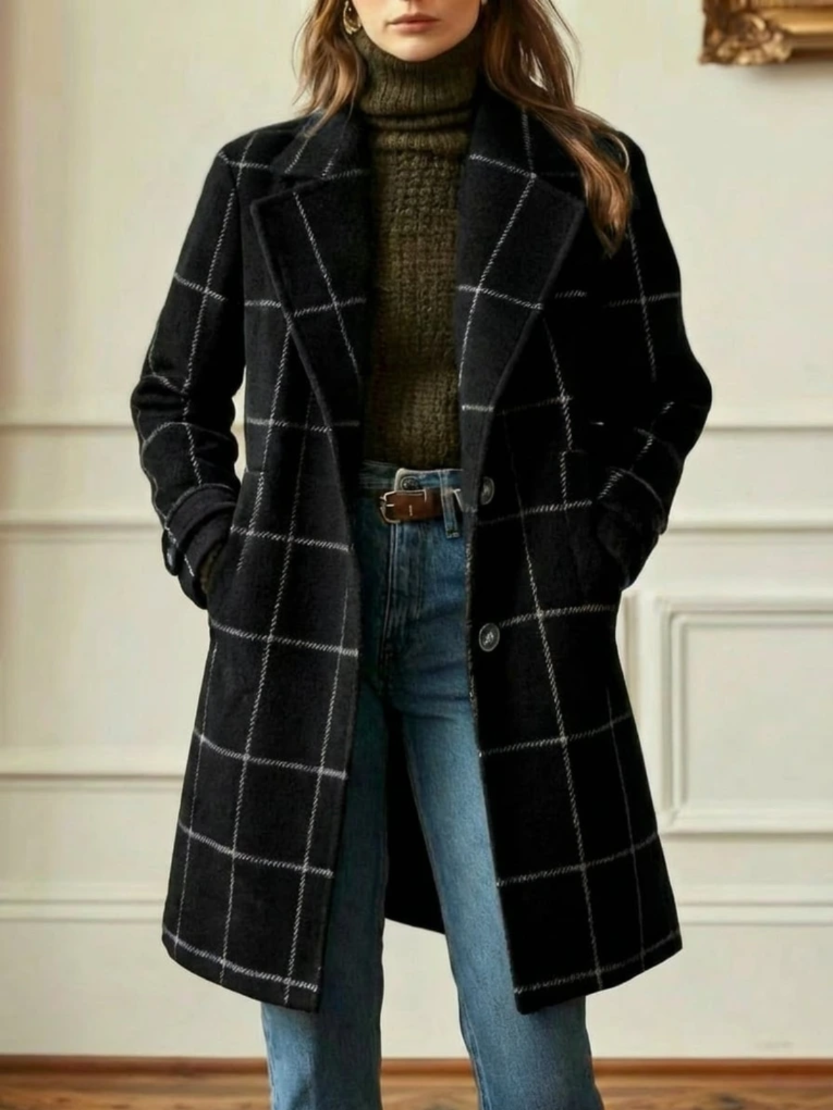 Women's Classic Check Wool Coat