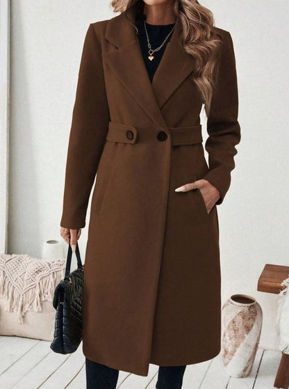 Women's Belted Long Wool Coat
