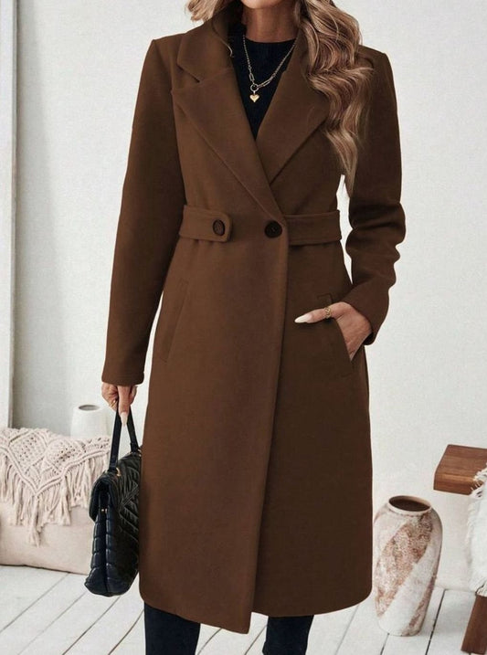 Women's Belted Long Wool Coat