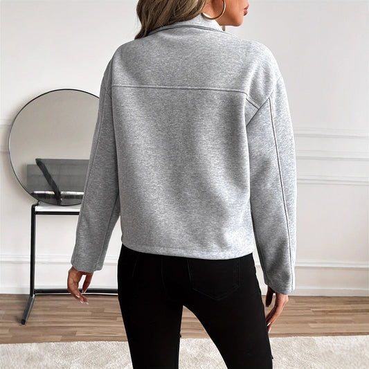 Women's Cropped Casual Zip Jacket