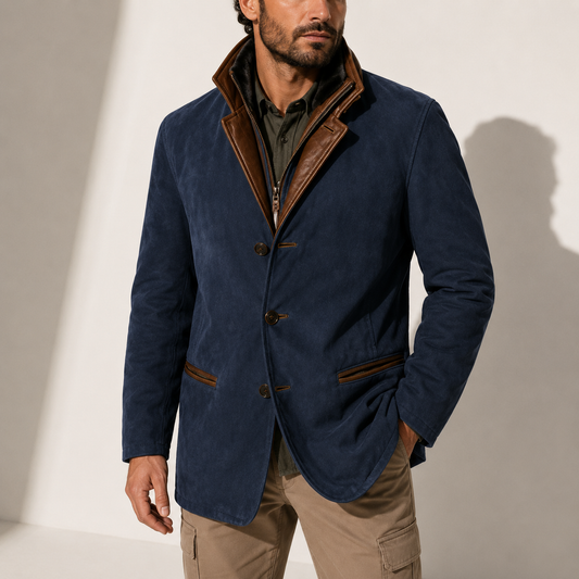 Men's Suede Stand Collar Coat