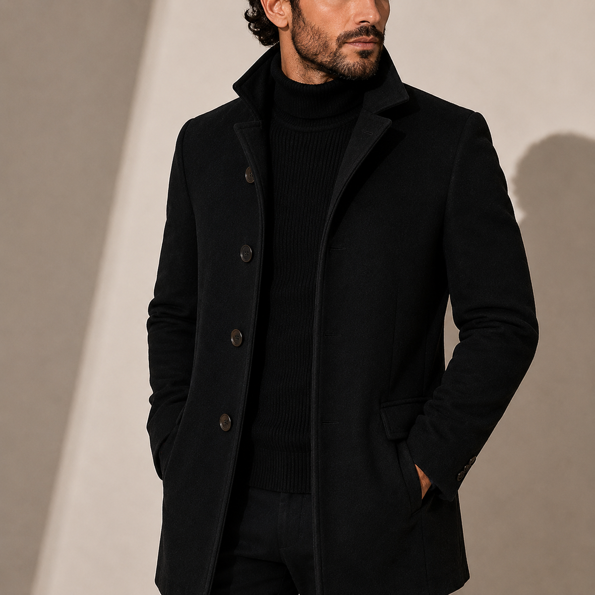Men's Tailored Stand Collar Coat