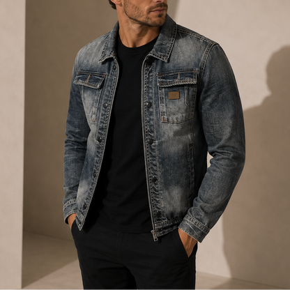 Men's Vintage Washed Denim Jacket