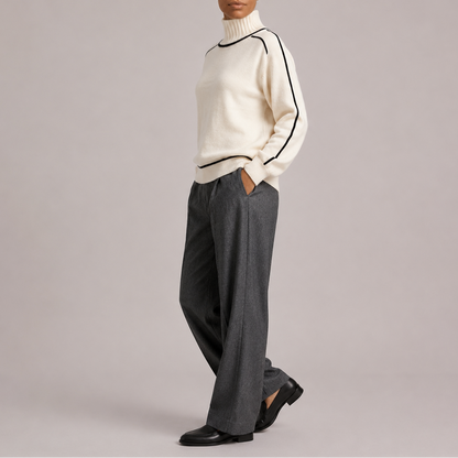 Women's Contrast Trim Turtleneck Jumper