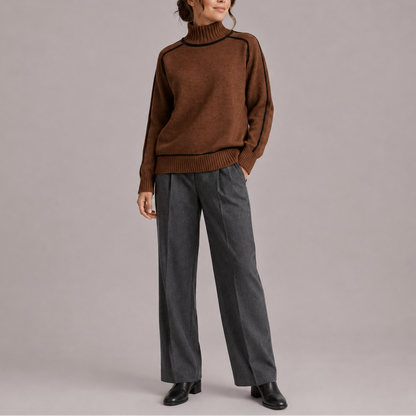 Women's Contrast Trim Turtleneck Jumper