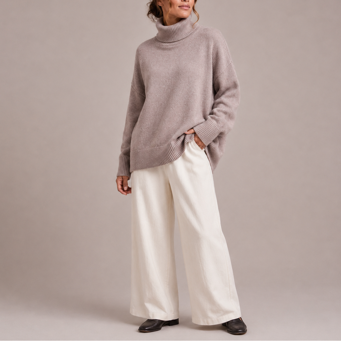 Women's Oversized Turtleneck Knit Jumper