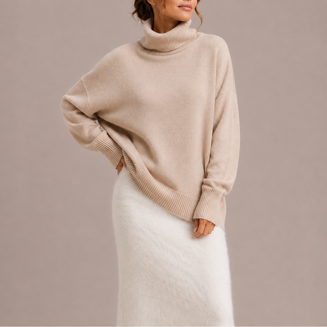 Women's Oversized Turtleneck Knit Jumper