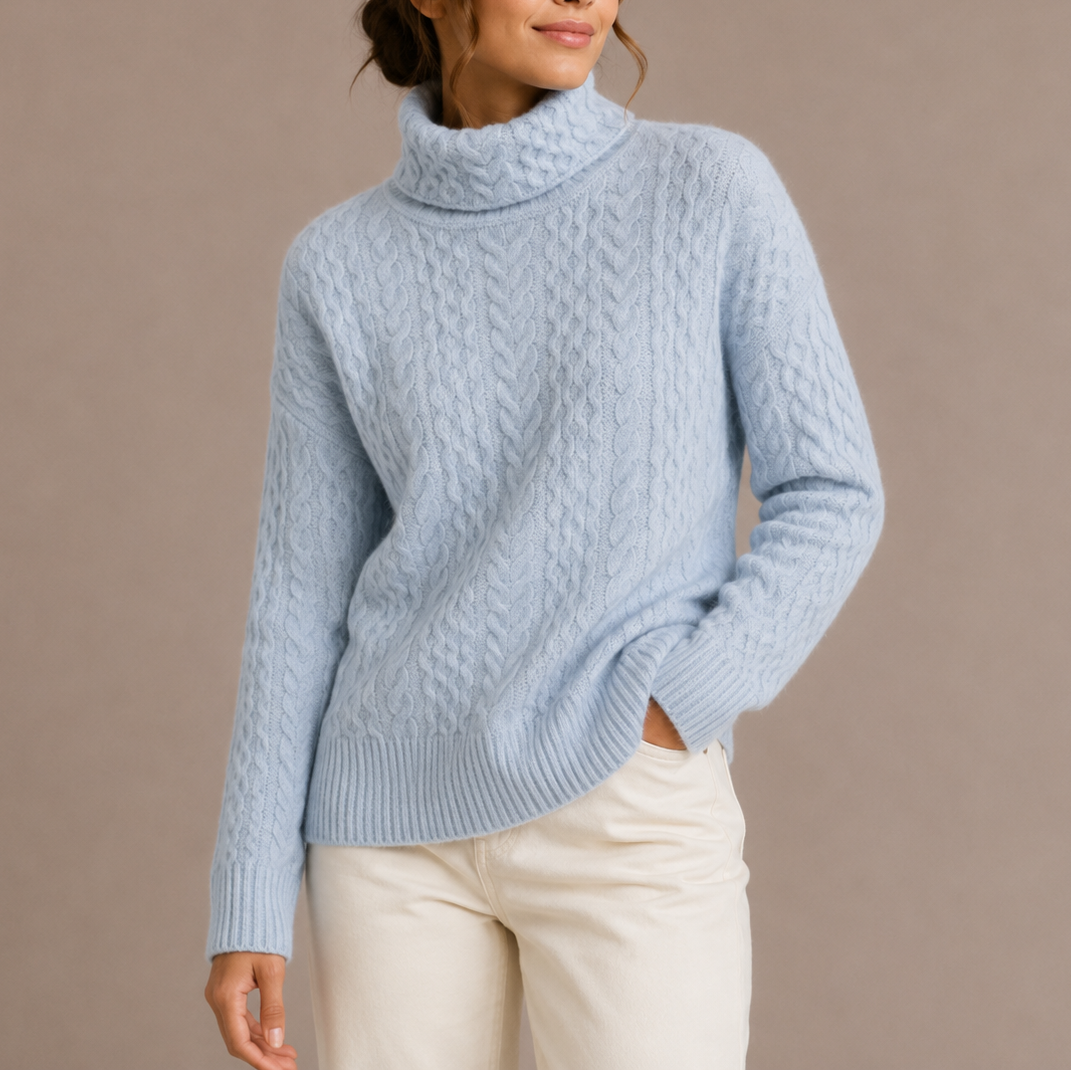Women's Chunky Cable Turtleneck Jumper