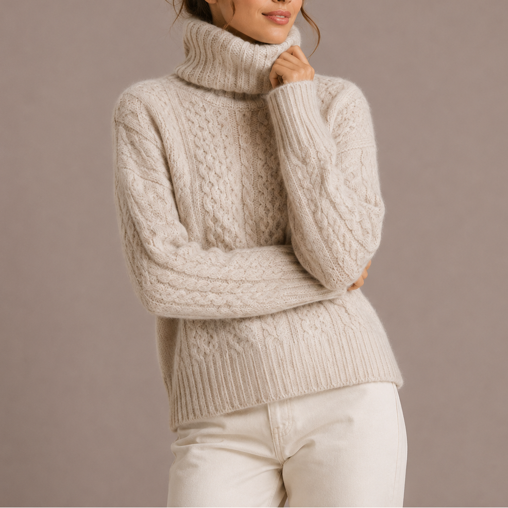 Women's Chunky Cable Turtleneck Jumper