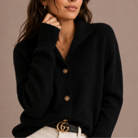 Women's Collared Button Knit Cardigan