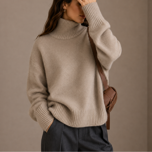 Women's  Knit Oversized Turtleneck Jumper