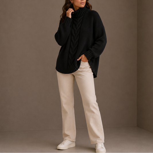 Women's Cable Knit Turtleneck Jumper
