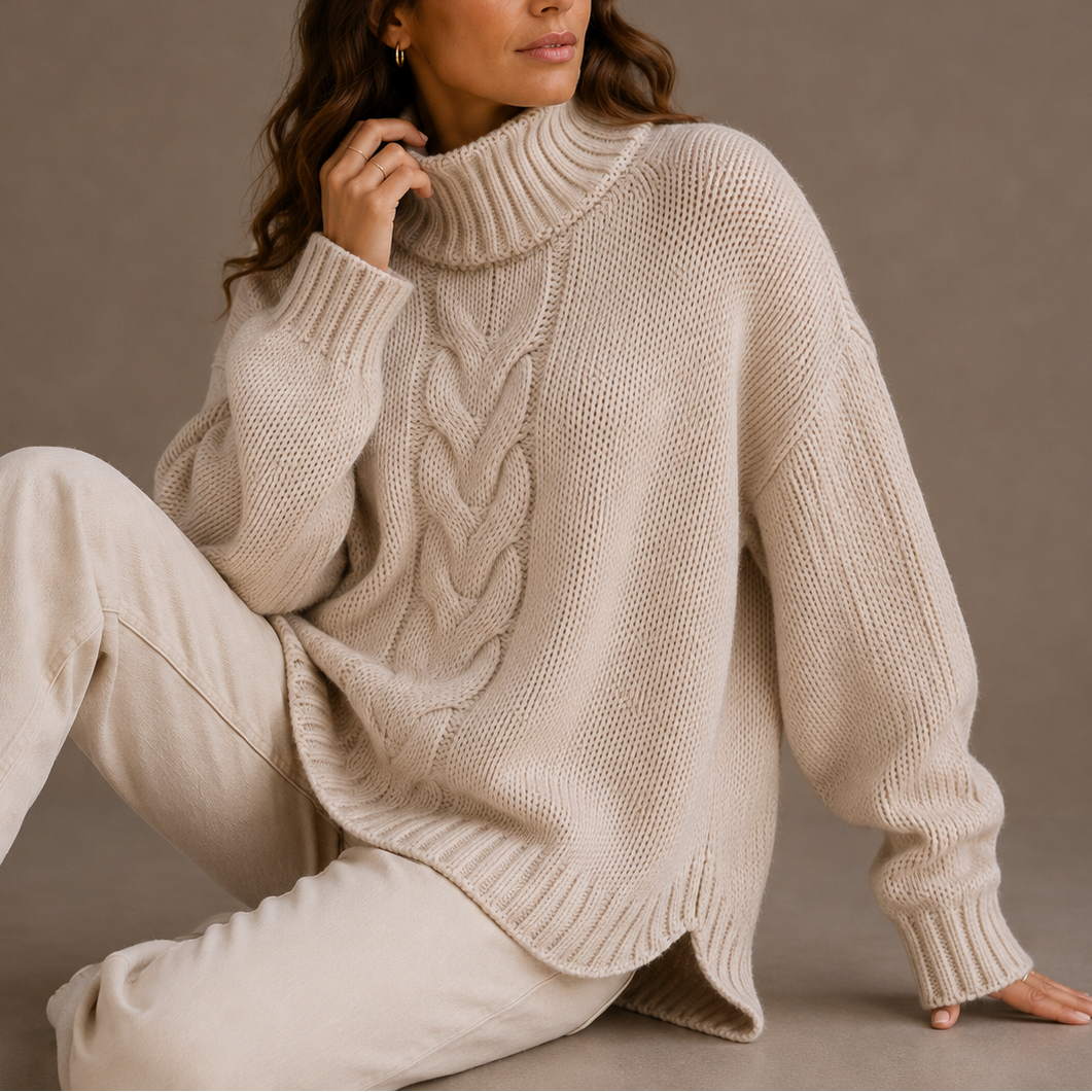 Women's Cable Knit Turtleneck Jumper