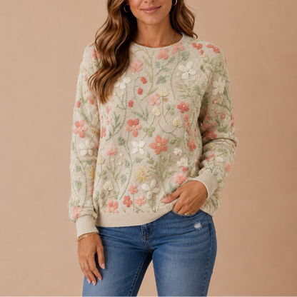 Women's Embroidered Floral Knit Jumper