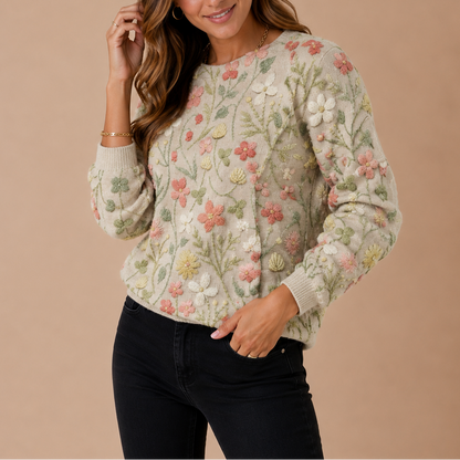 Women's Embroidered Floral Knit Jumper
