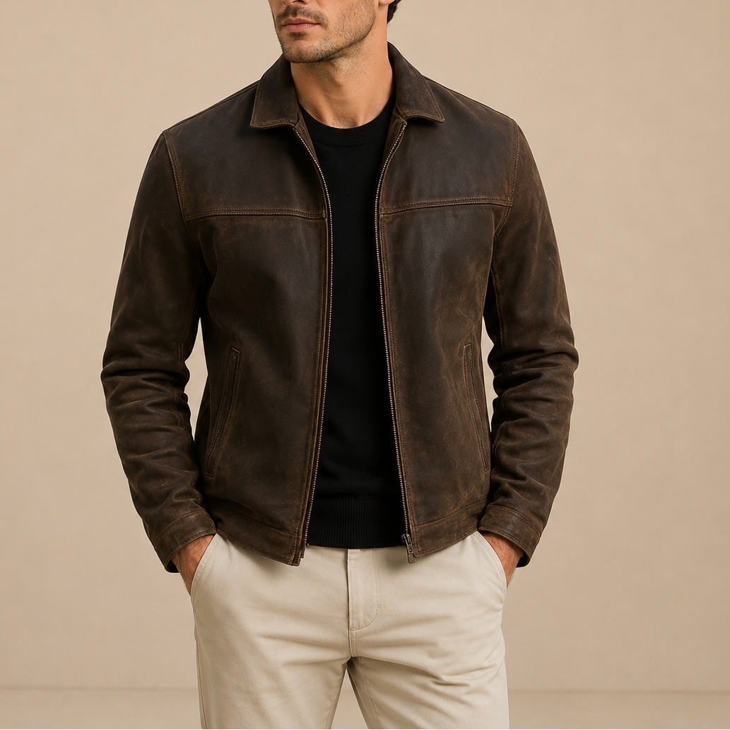 Men's Vintage Suede Zip Jacket