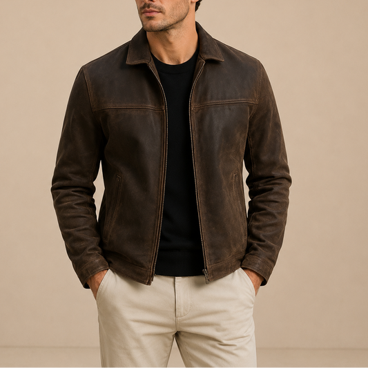 Men's Vintage Suede Zip Jacket